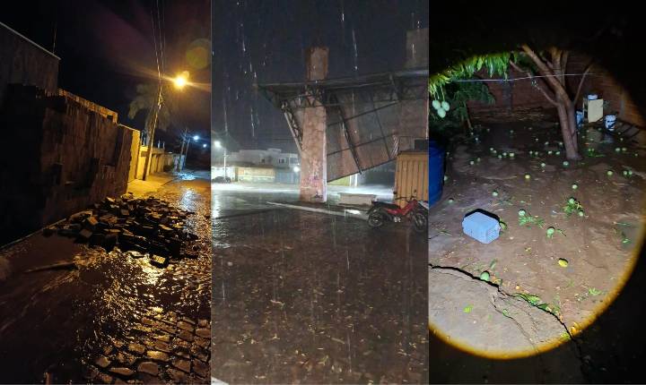 Temporal com fortes ventanias provoca estragos em São Raimundo Nonato; árvores, postes e telhados são atingidos