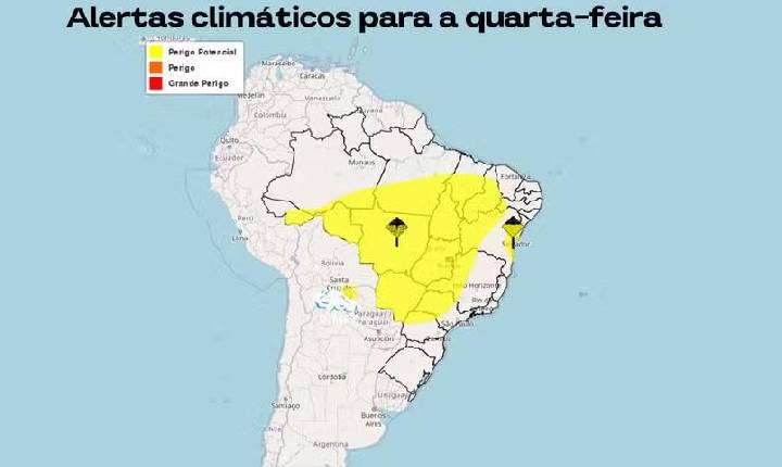 Todas as regiões do Brasil têm alerta para tempestades nesta quarta-feira