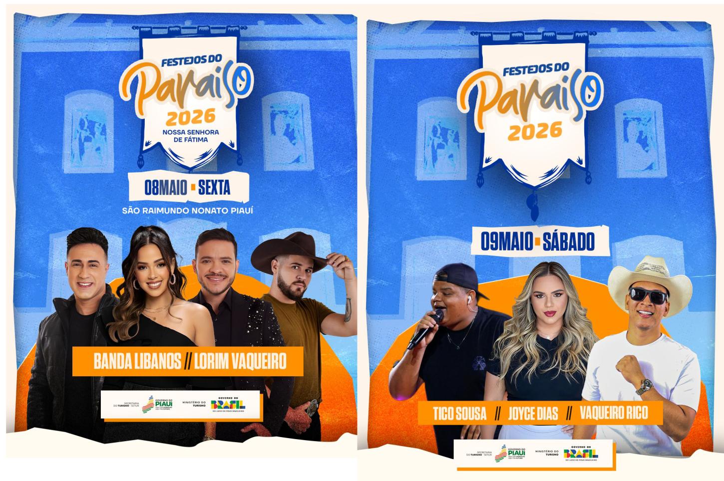 Tico Sousa, Joyce Dias e Vaqueiro Rico são confirmados para o sábado (9) nos Festejos do Paraíso 2026